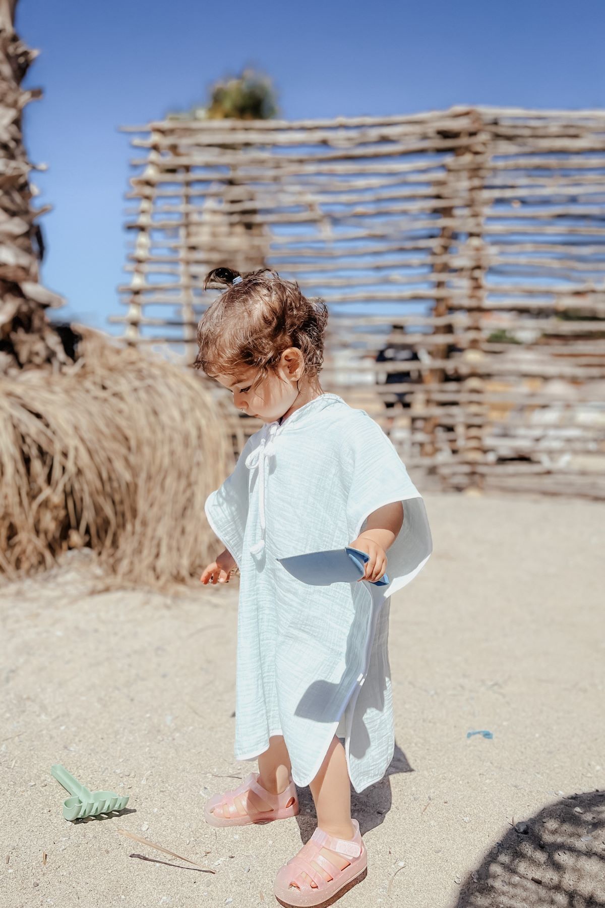 Bedeca %100 Organik Pamuk Müslin Panço - Kız Erkek Bebek Çocuk Panço, Plaj Pançosu, Bornoz fotoğrafı 7 (önizleme)