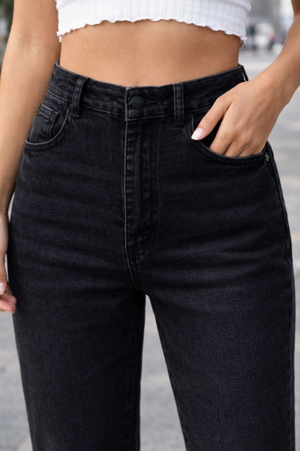 CEDY DENIM  Mom Fit Jean Yüksek Bel Boyfriend Kesim Likralı Esnek Siyah Kadın Kot Pantolon C599 - Görsel 4