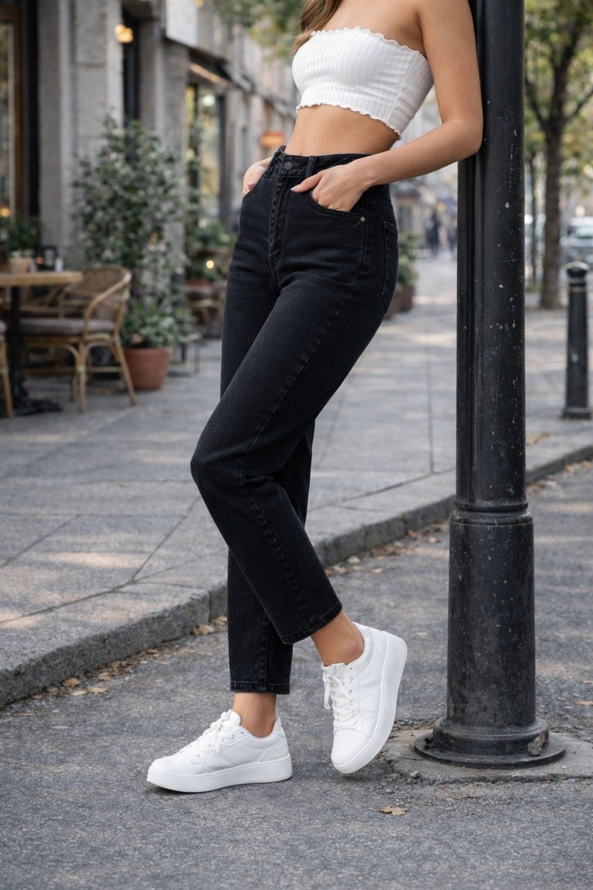 CEDY DENIM  Mom Fit Jean Yüksek Bel Boyfriend Kesim Likralı Esnek Siyah Kadın Kot Pantolon C599 - Görsel 7