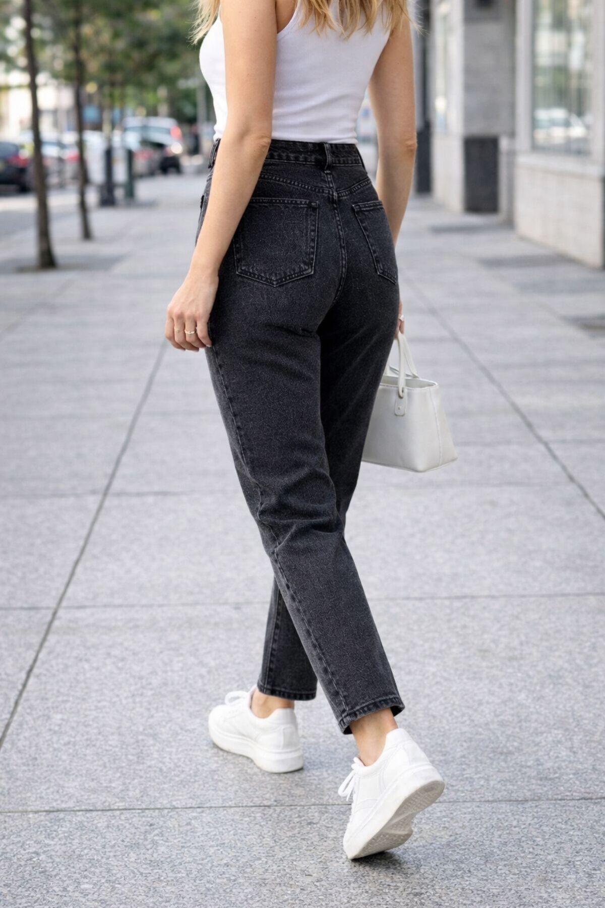 CEDY DENIM  Mom Fit Jean Yüksek Bel Boyfriend Kesim Esnek Antrasit Kadın Kot Pantolon C599-antrasit - Görsel 3