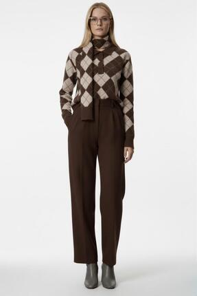 Cockatoo Gri Kadın Melanj Desenli Atkılı Yün Karışımlı Alya Kazak