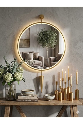 ASA KONSEPT Pilli Led'li Kazablanka Ayna Gold 60 X 95Cm Kablosuz Dekoratif An...