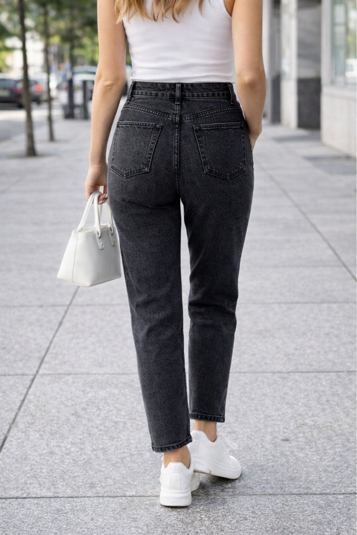 CEDY DENIM  Mom Fit Jean Yüksek Bel Boyfriend Kesim Esnek Antrasit Kadın Kot Pantolon C599-antrasit - Görsel 7