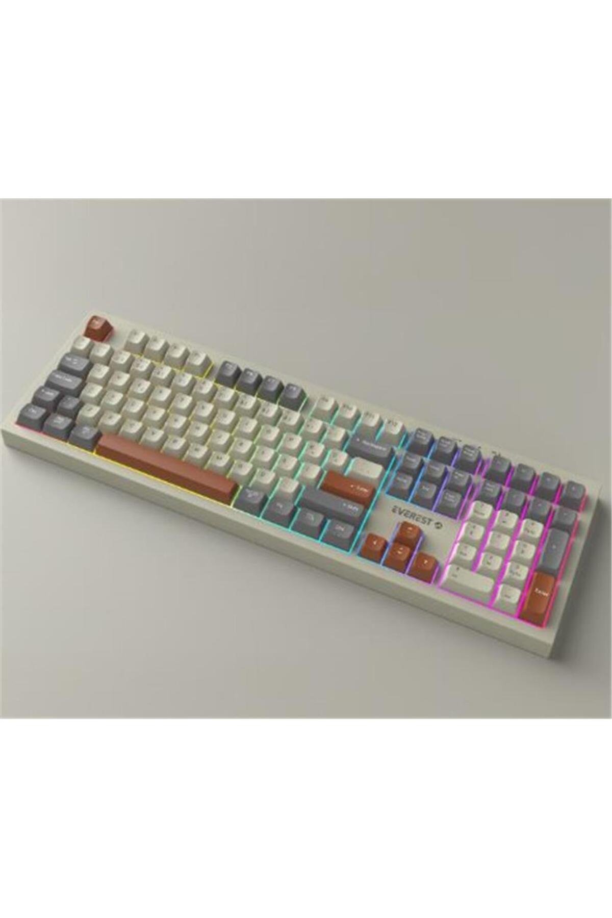 Everest KM-78 Rena Krem-Gri-Kahve Kablosuz 2.4 + BT RGB