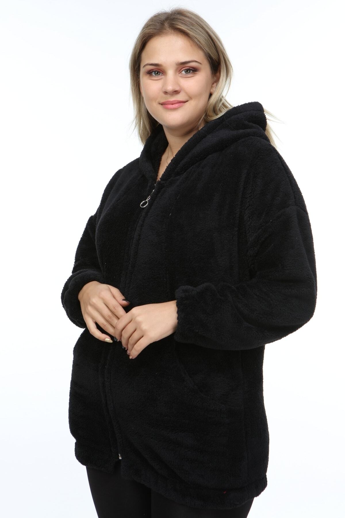 SENTEX  Kadın Siyah Welsoft Fermuarlı Hırka - Görsel 3