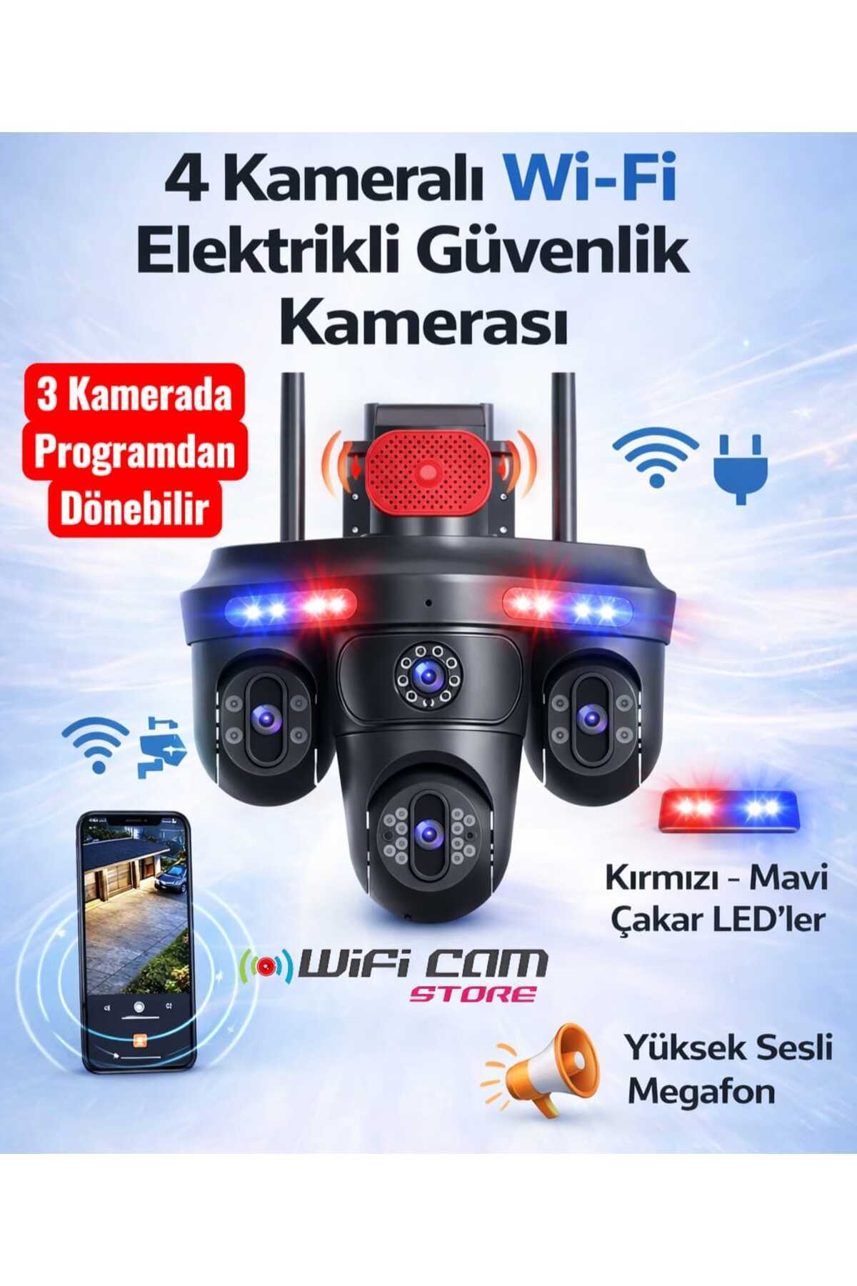 WIFICAM PLUS 4 Kameralı 3 Motorlu Akıllı Ptz Güvenlik Kamerası
