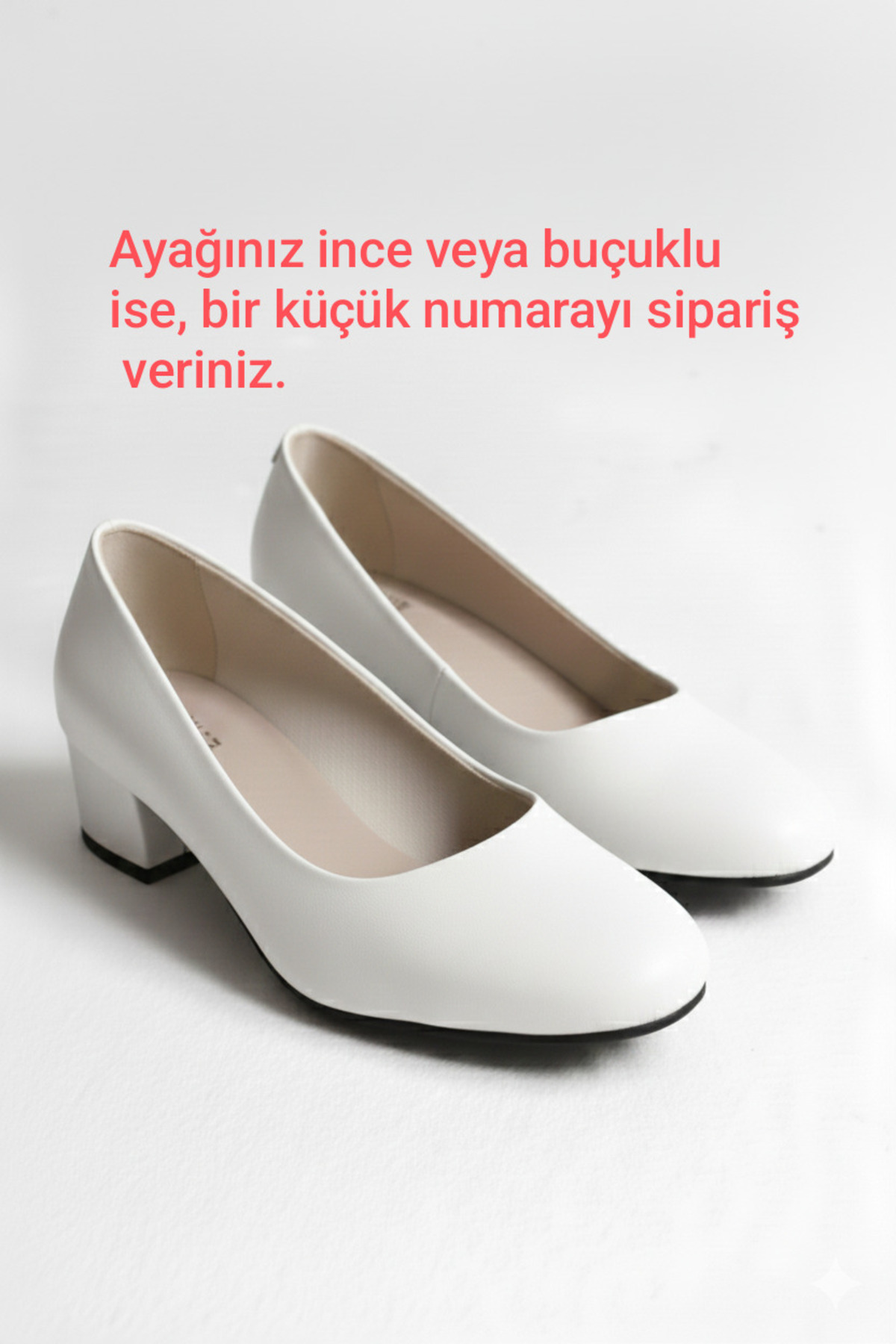 Crista  Hakiki Deri Beyaz Alçak Topuklu Burnu Kare Klasik Hostes Ayakkabısı - Görsel 2