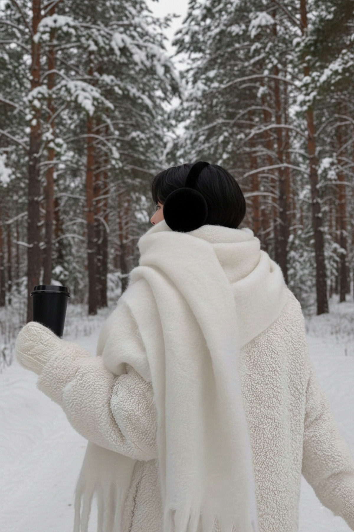 Bermody  Puffy Kırık Beyaz Yumuşak Dokulu Kadın Atkı Şal Omuz Şalı 50 x 190 cm Sevgililer Günü - Görsel 3