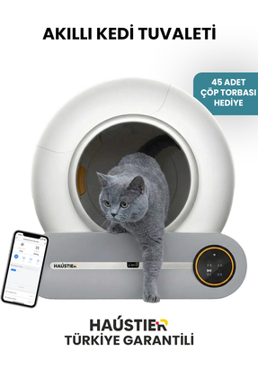 Haustier BF01 Akıllı Otomatik Kedi Tuvaleti, App Kontrol, 65lt Hazne, 9lt Çöp...