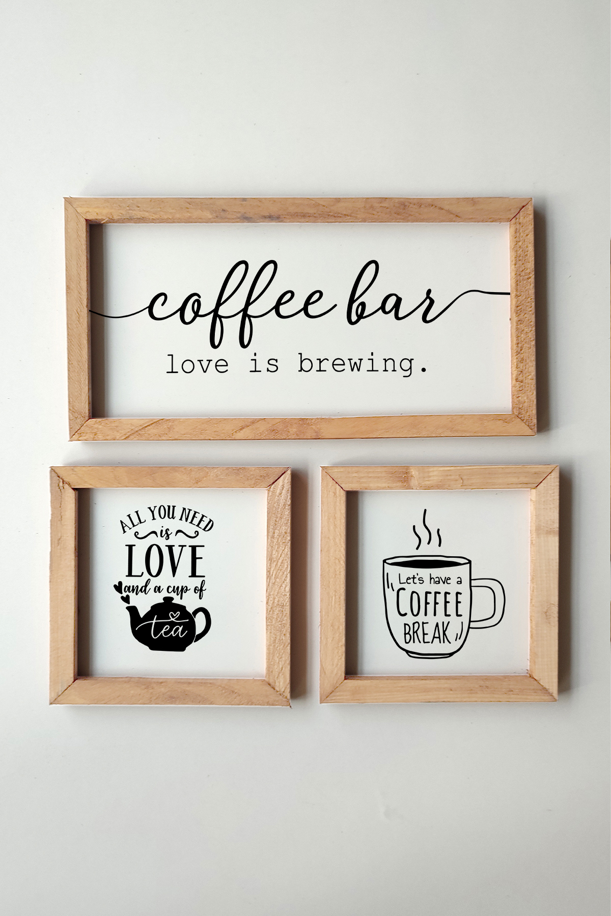Kitchen, Tea, Coffee Corner, Painting Set with Wooden Frame