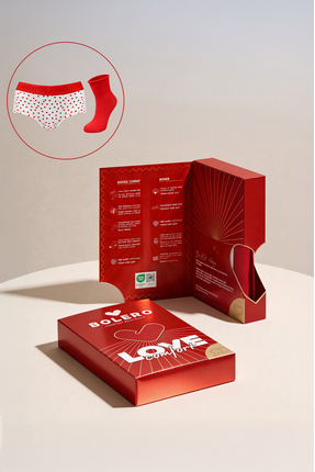 Bolero Sevgililer Günü'ne Özel Kutulu Kadın Hipster Külot & Çorap Seti