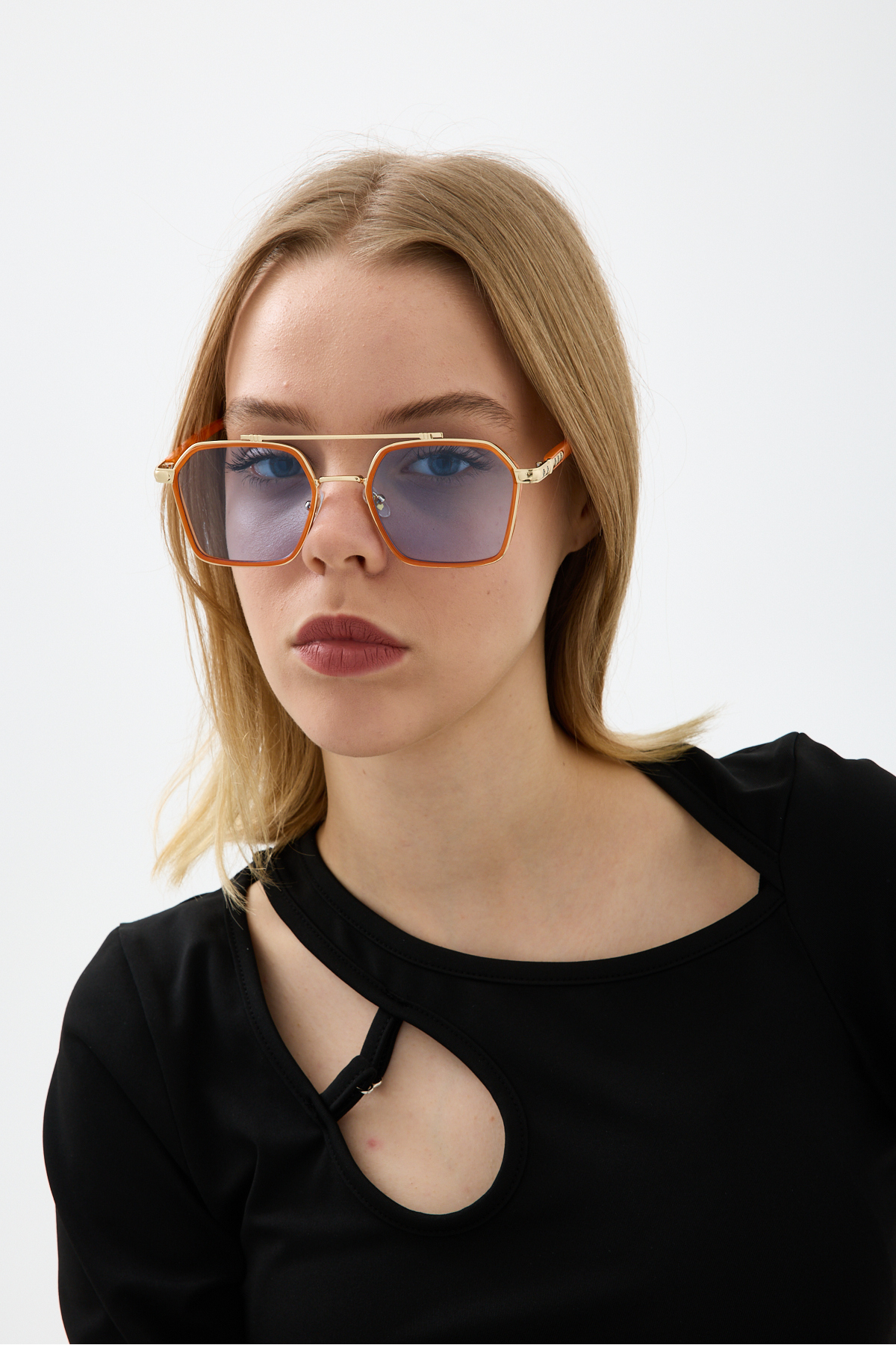 Chunky Frame Ecs Unisex Mavi Cam Turuncu Çerçeve Unısex Uv400 Filtreli Ultra Hafif Güneş Gözlüğü görsel 3