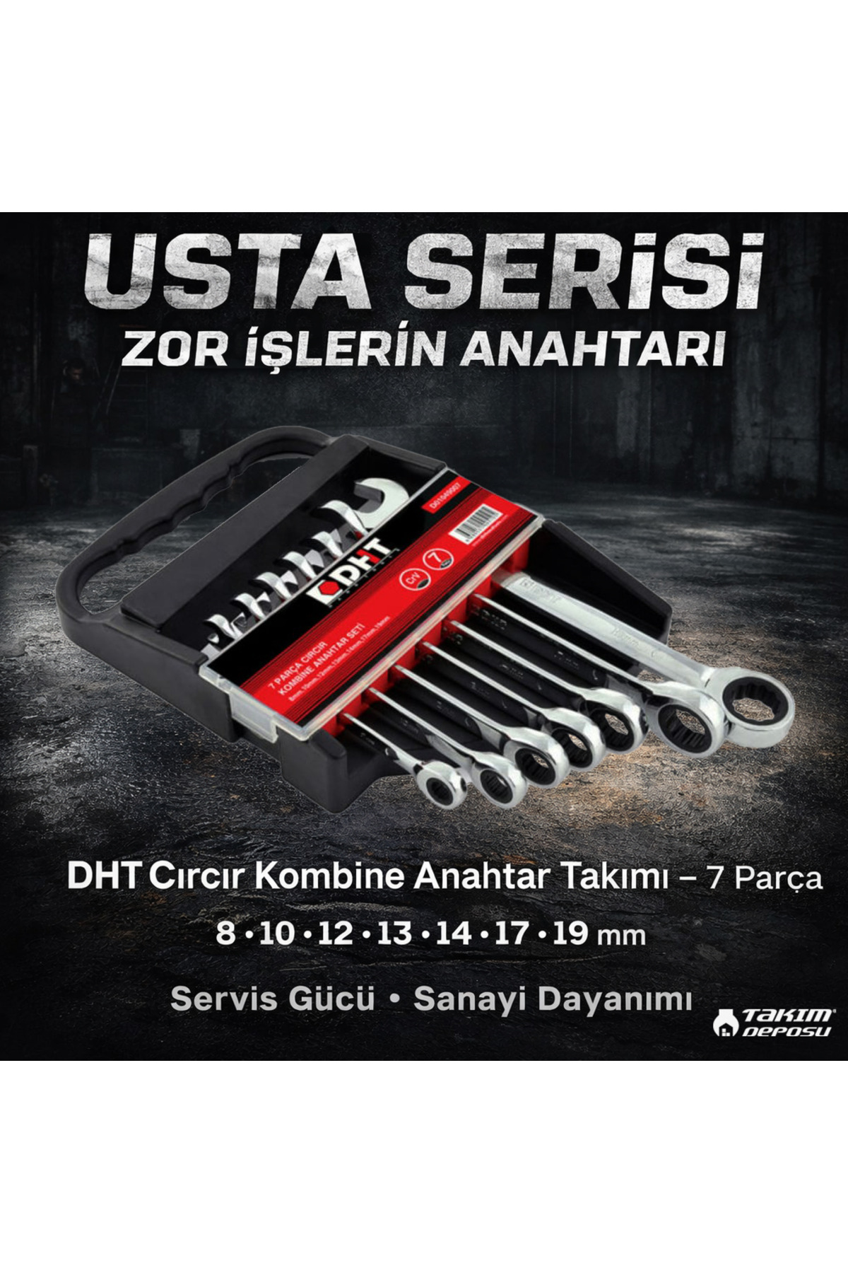 DHT PRODHT Mafsallı Cırcırlı Kombine Anahtar Takımı 7 Parça