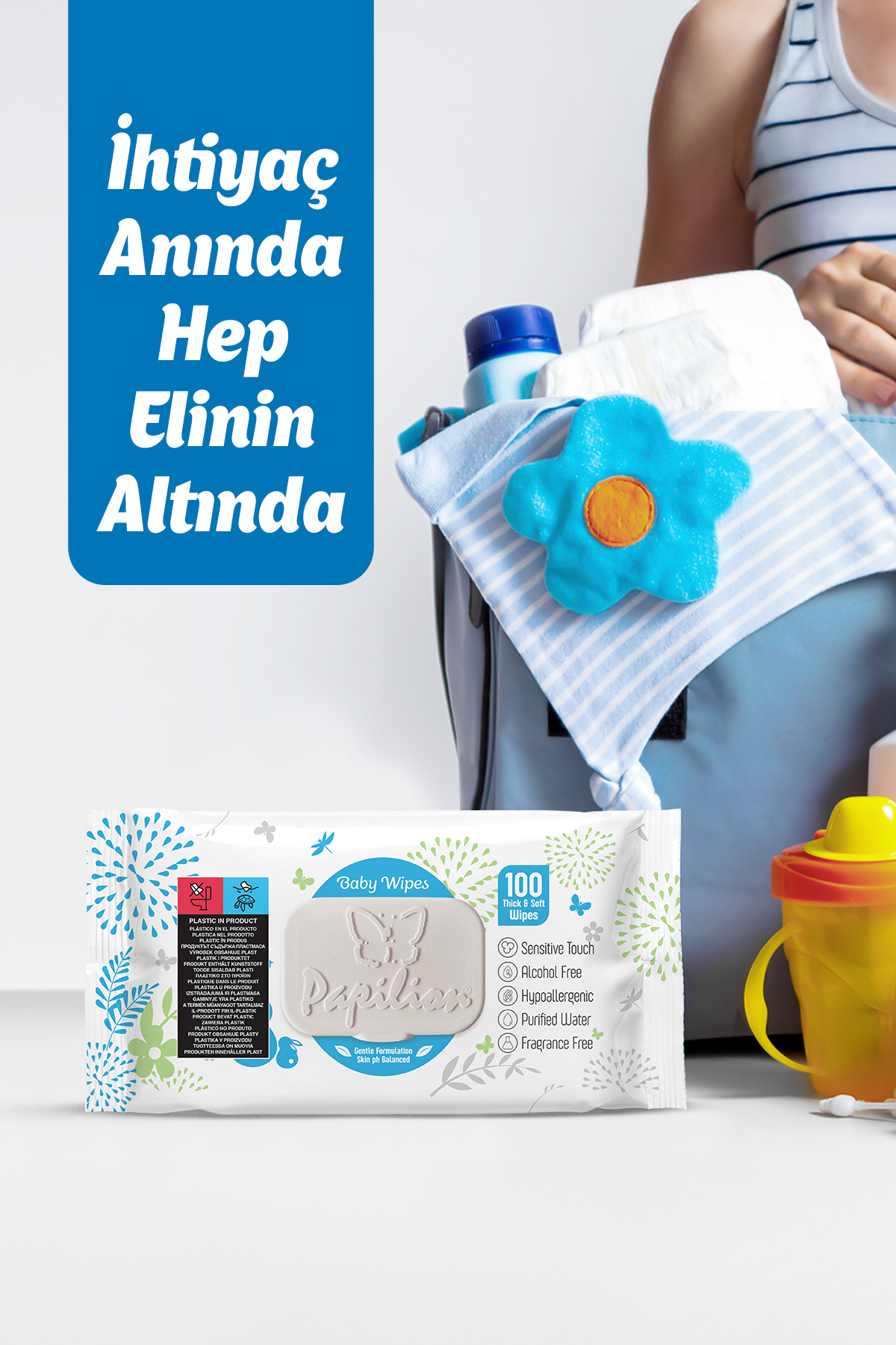 Papilion Baby Kokusuz Hypoallergenic Islak Bebek Havlusu Extra Kalın 6x100 – 600 Yaprak Ekonomik Set fotoğrafı 4 (önizleme)