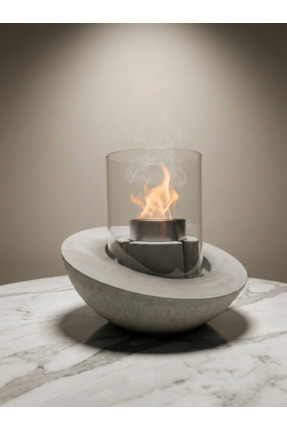 ZURİ DESİGN Beton Masaüstü Şömine – Duman­sız Şömine + 1 Lt Yakıt Hediyeli | ...