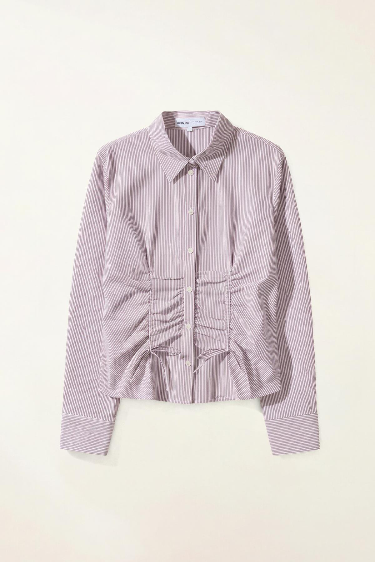 Bershka  Büzgülü poplin gömlek - Görsel 6