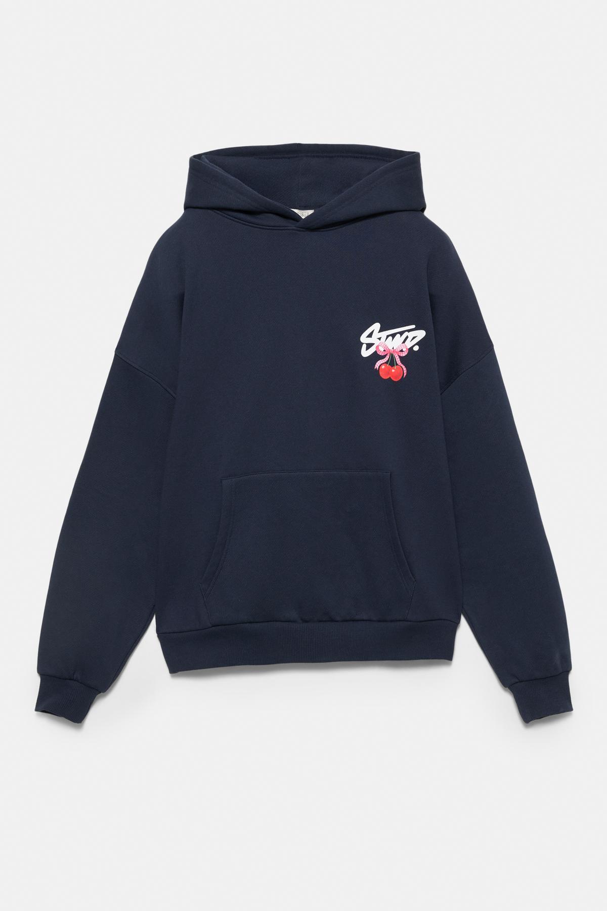 Pull & Bear  Kapüşonlu STWD kirazlı sweatshirt - Görsel 6