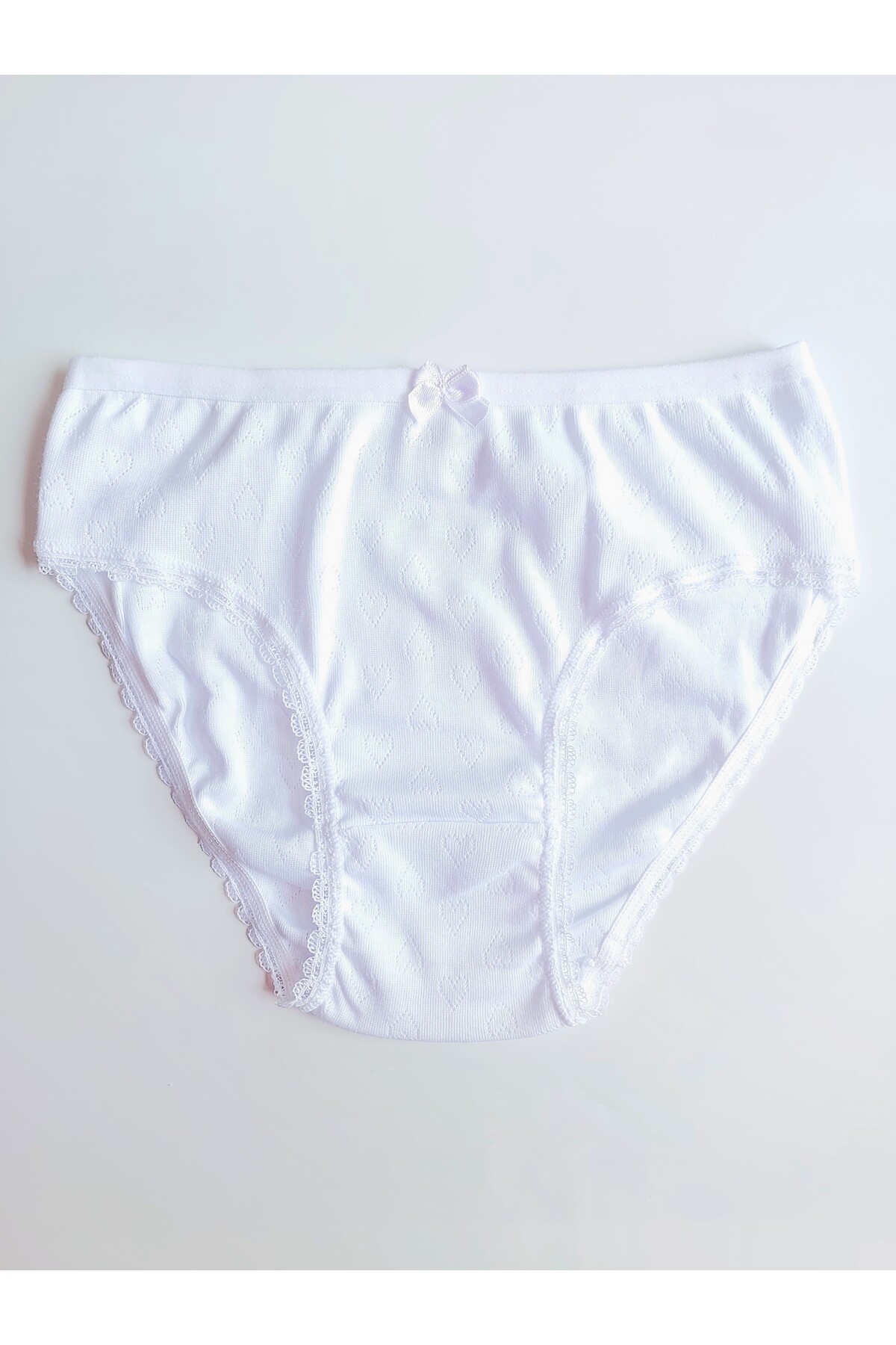 ÇebiKids Kız Çocuk %100 Pamuk Beyaz Jakarlı Atlet-Slip Külot Takım fotoğrafı 3 (önizleme)