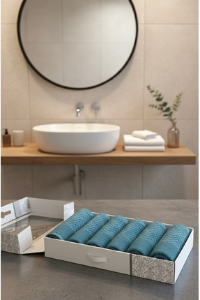 Vandore Home 6'lı Kutulu El ve Yüz Havlusu Seti - %100 Pamuk (50x90 cm)