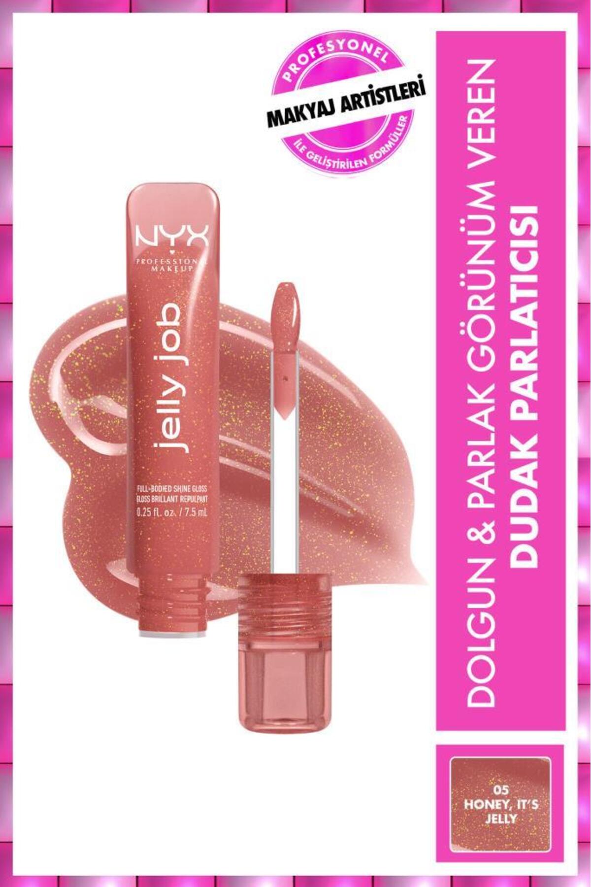 NYX Professional Makeup Jelly Job Dolgun & Parlak Görünüm Veren Dudak Parlatıcısı - 05 Honey, İt