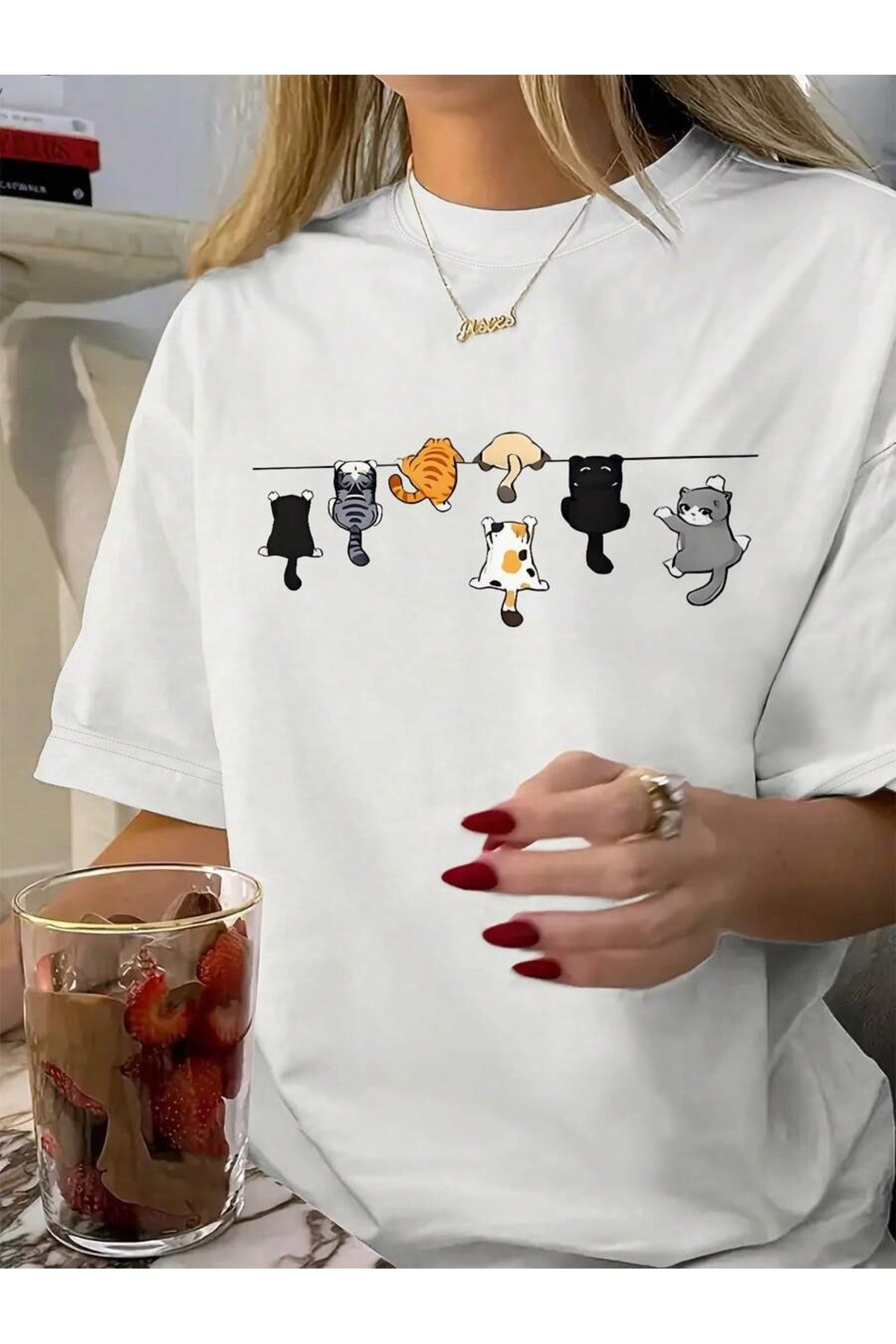 uyguntarz Unisex Yaramaz Kediler Baskılı Tasarım Tshirt