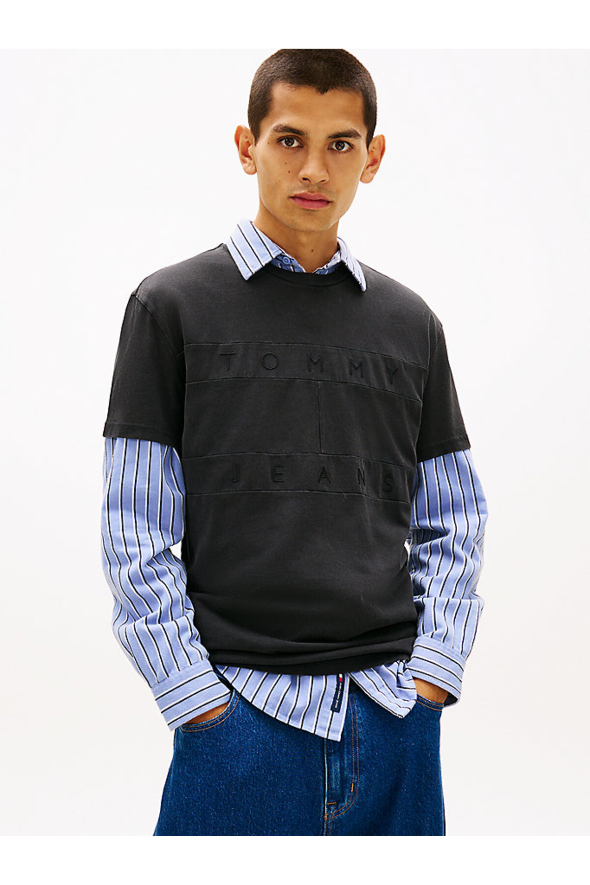 تامی هیلفیگر تی شرت مردانه طرح پرچم TJM کد 1001