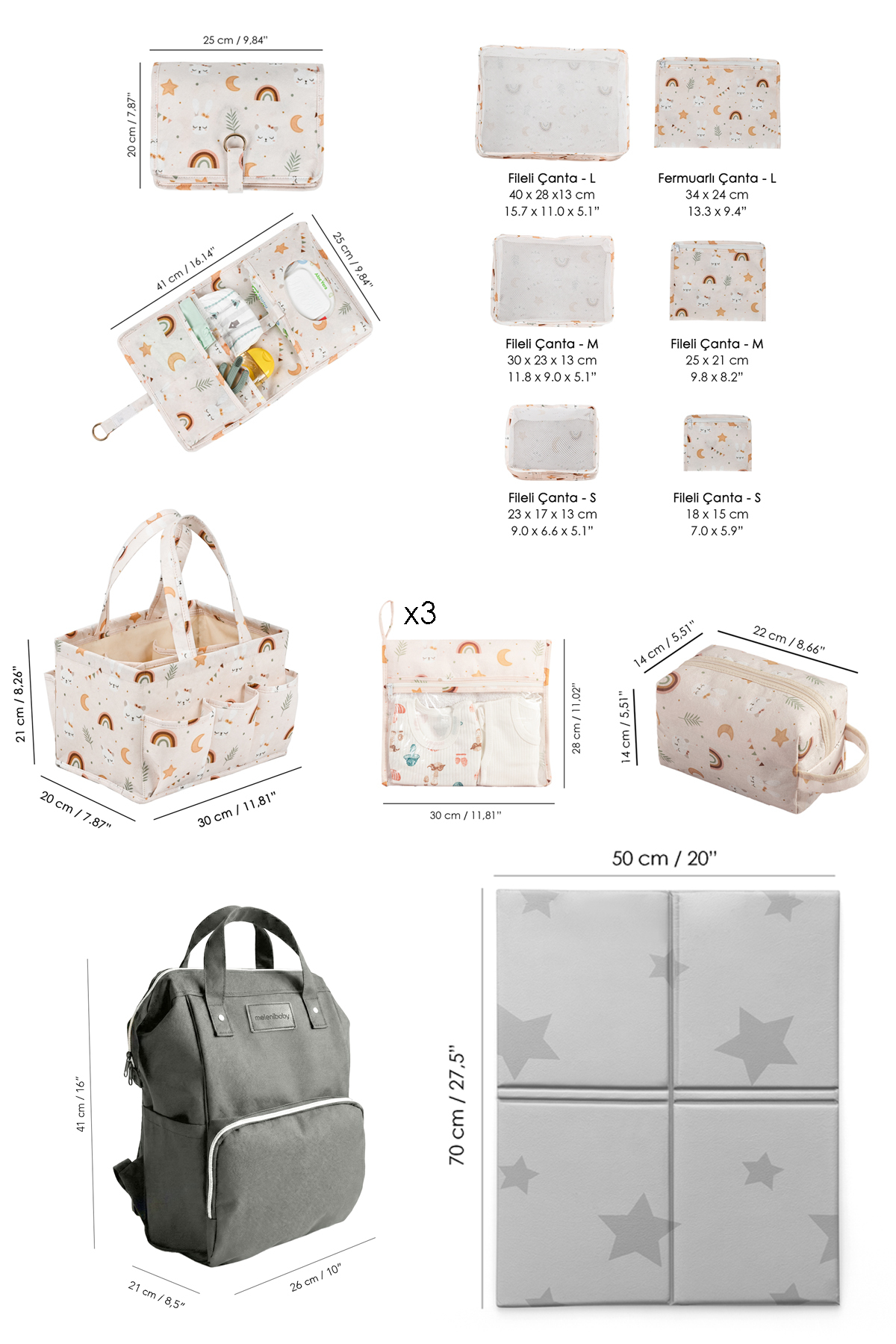 Meleni Baby 14'lü Yenidoğan Hastane Doğum Organizer Seti-Bebek organizer , Anne Sırt Çantası,Anne Bebek Seti fotoğrafı 2 (önizleme)