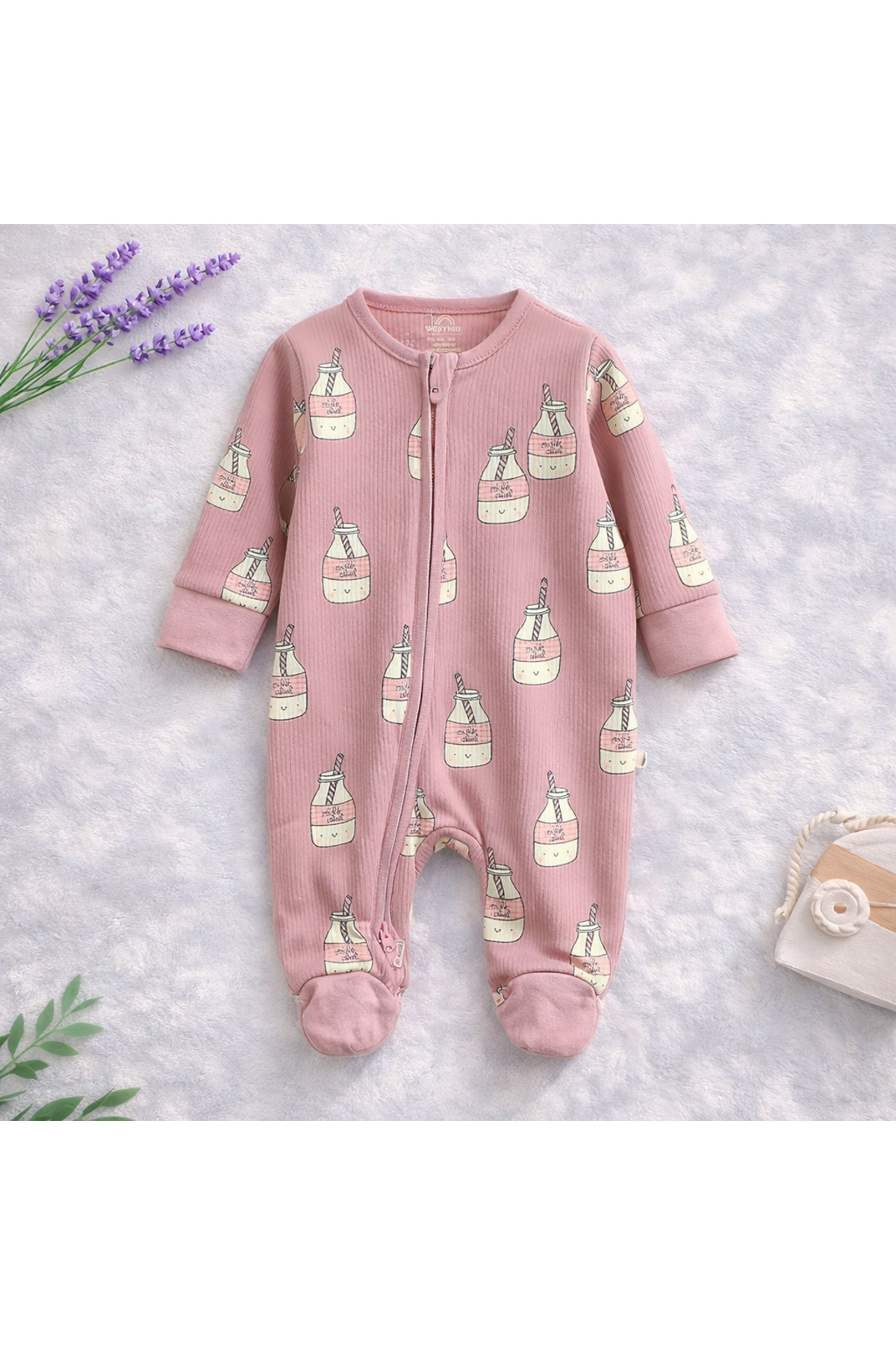 UmBaby 0–3 Ay Yenidoğan Kız Erkek Bebekler İçin 3’lü Patikli Fermuarlı Tulum Seti – %100 Pamuk fotoğrafı 5 (önizleme)