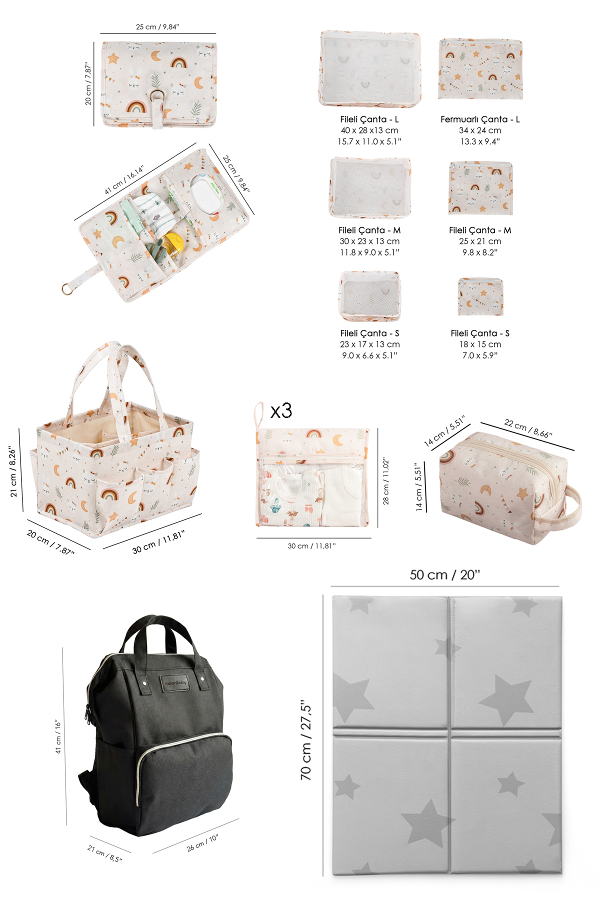 Meleni Baby 14'lü Yenidoğan Hastane Doğum Organizer Seti- Bebek organizer , Anne Sırt Çantası,Anne Bebek Seti fotoğrafı 2 (önizleme)