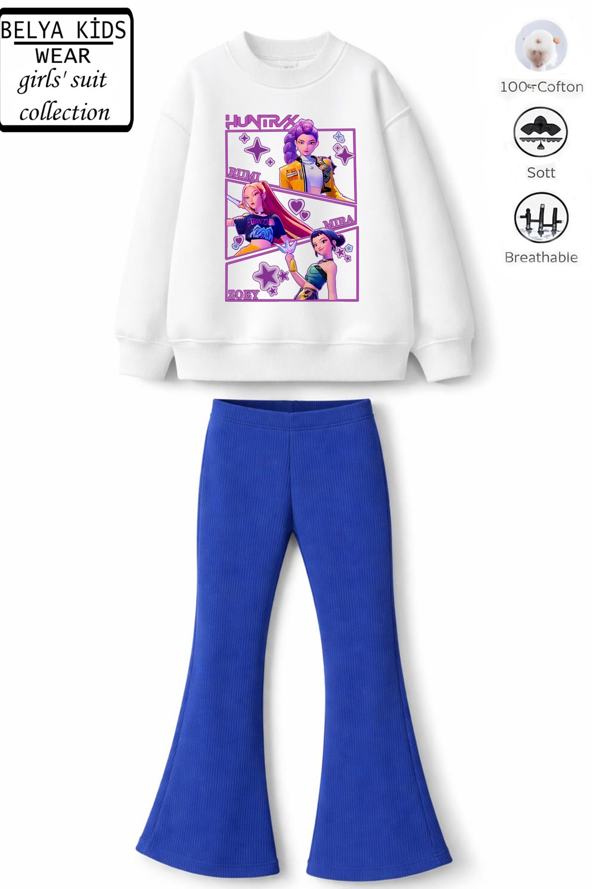 Belya Kids Wear Детски комплект за момичета K-Pop HUN Design с блуза от 3-сло...