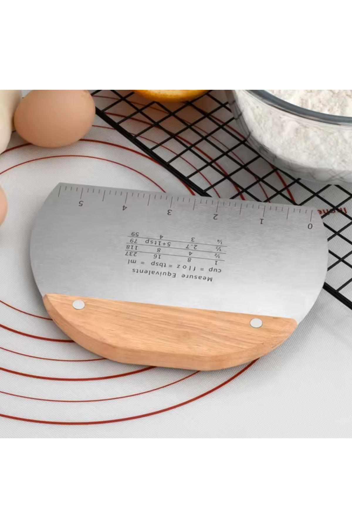 Pro Stainless Steel Wood Handle Dough Cake Dumpling Doughnut Shaper Cutter Scraper Spatula