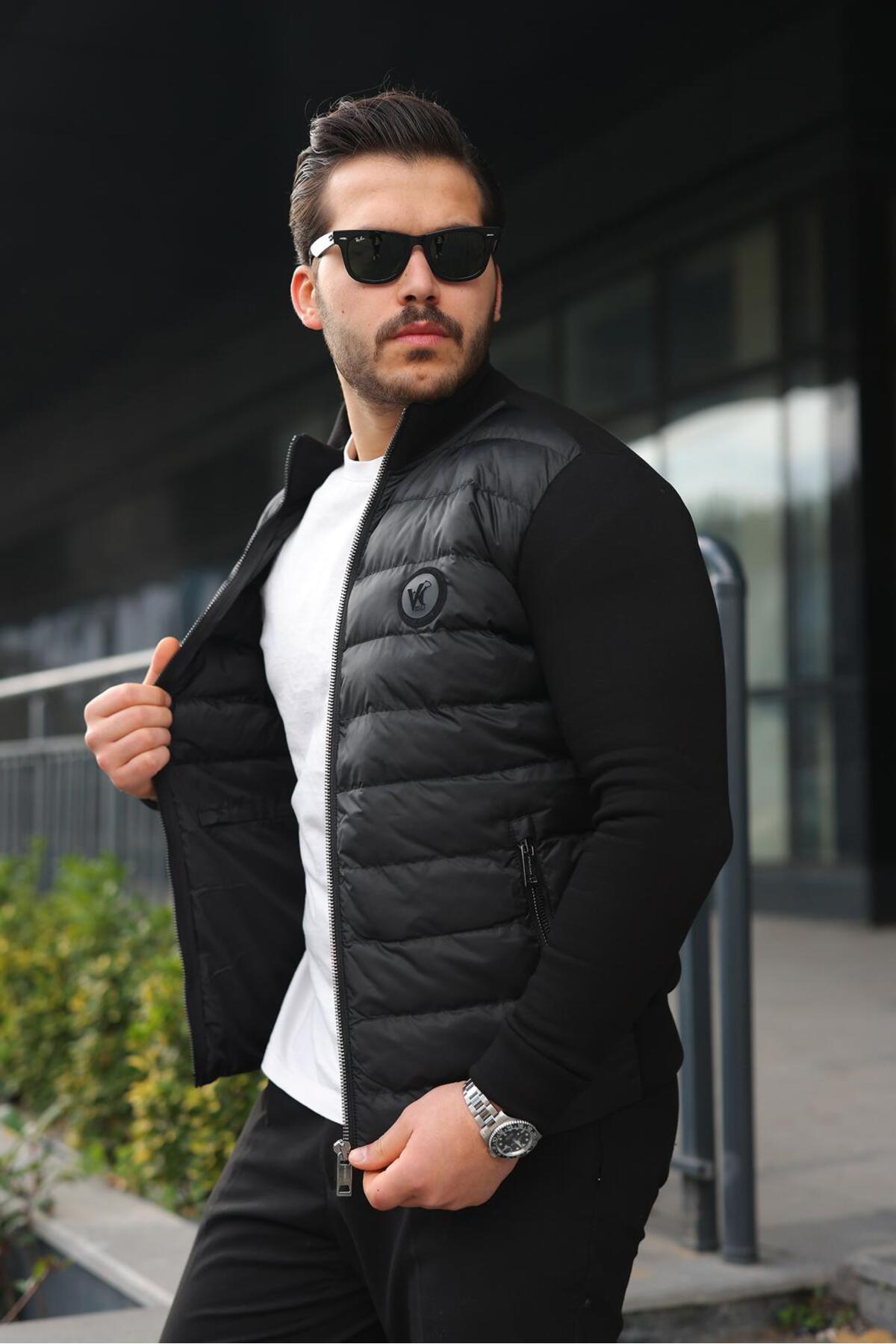 Vesli  Üç İplik Mont ÖN Dolumlu Kol Arka Üç iplik