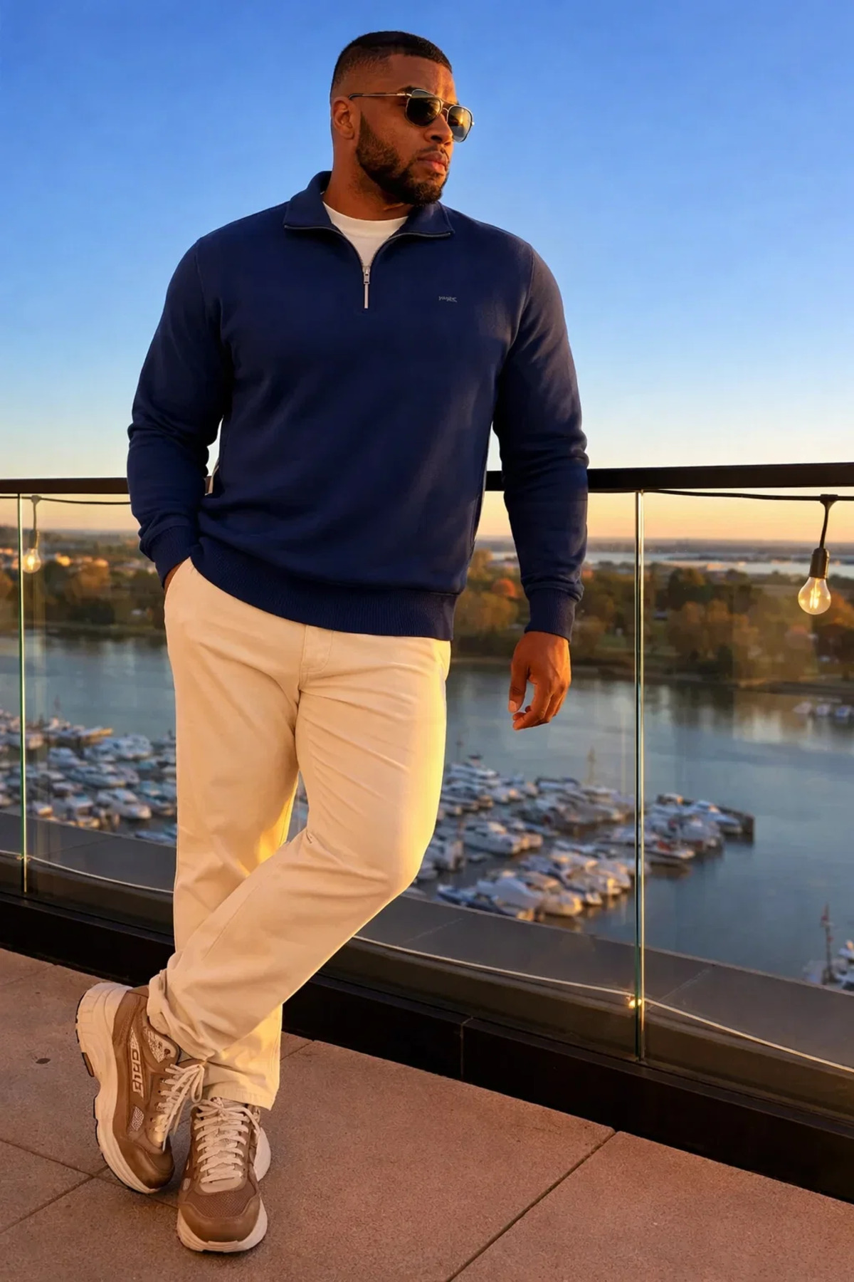 Maccali Erkek Büyük Beden Trend Fermuarlı Lacivert Sweatshirt görsel 4