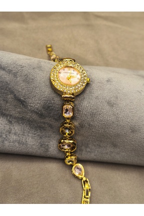 Liora Consept GOLD PEMBE TAŞLI KORDON PEMBE KADRAN