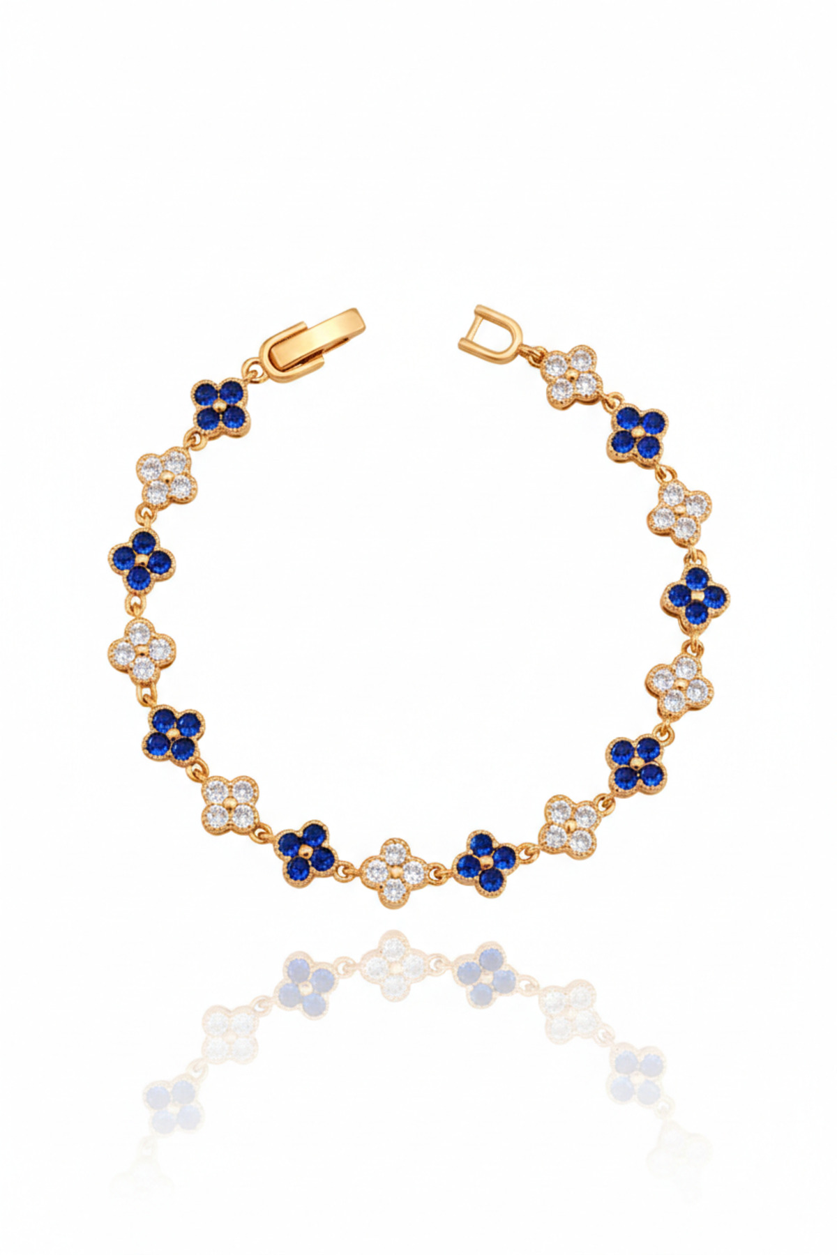 316L Stainless Steel Zircon Stone Clover Shaped Women's Bracelet No Darkening