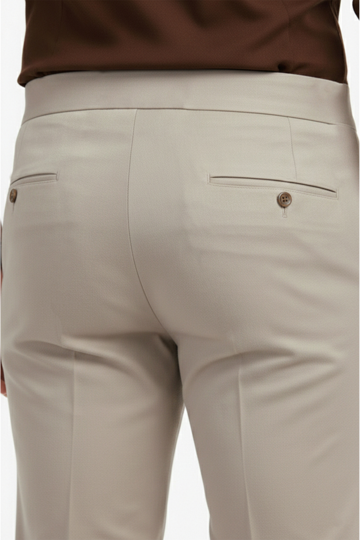 DeepSea  Erkek Bej Likralı İtalyan Kesim Pileli Kemer Tokalı Şık Kumaş Pantolon 2601020 - Görsel 6