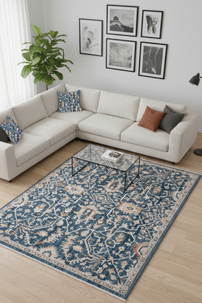 Qadifa Home Vintage Desenli Halı, Salon, Mutfak ve Oturma Odası İçin, Kolay T...