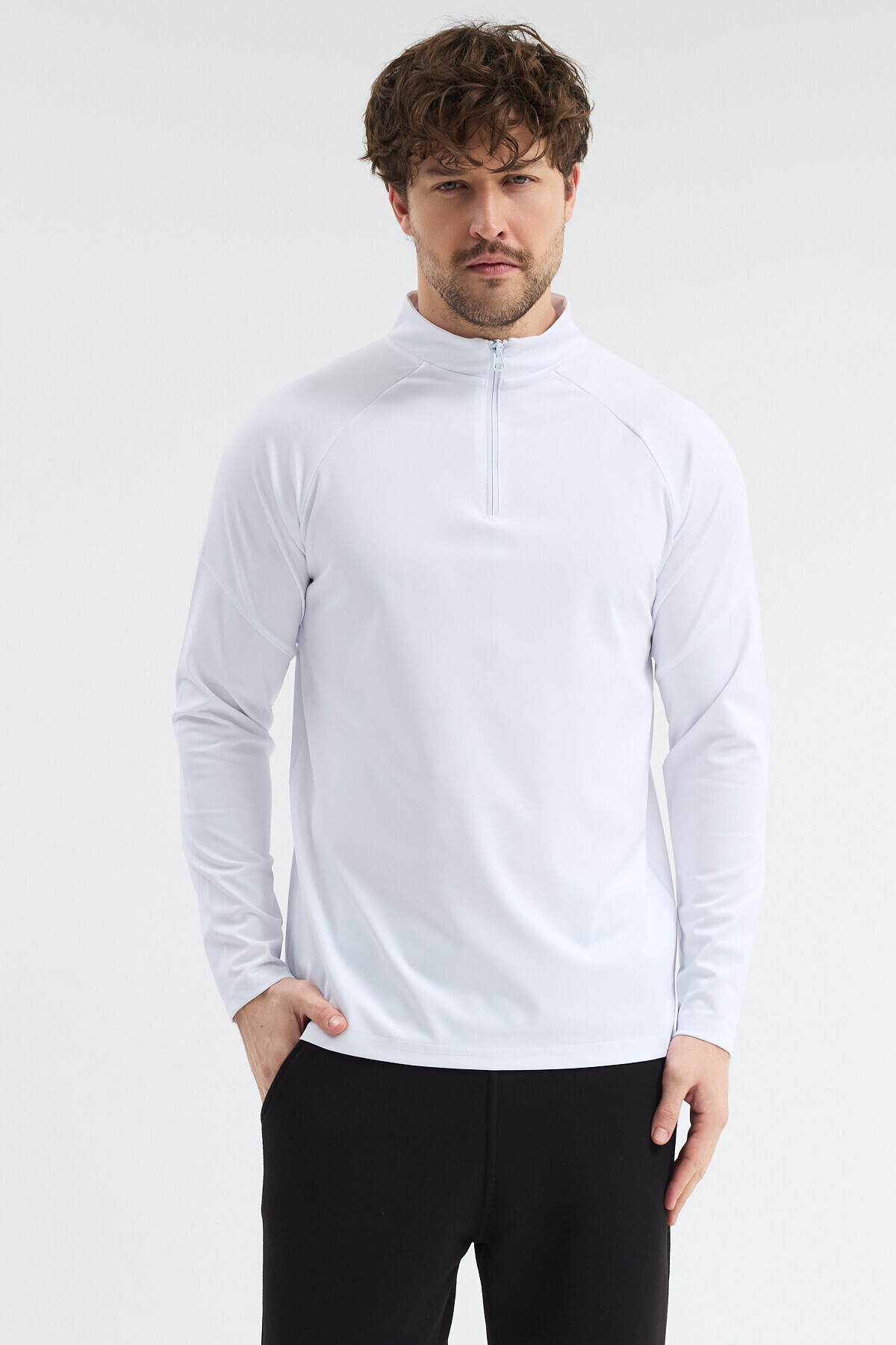 bh collection ERKEK ANTREMAN SPOR CEKET HIZLI KURUMA YARIM FERMUARLI görsel 2