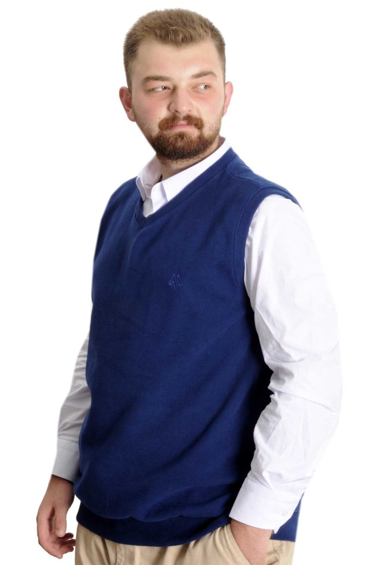 ModeXL Mode XL Büyük Beden Erkek Süeter Vanize Selanik 20547 İndigo görsel 2
