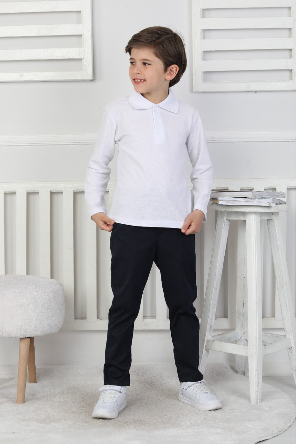 MODANINO Boy's T-Shirt - School Style - Long Sleeve 5-17 Years 12497