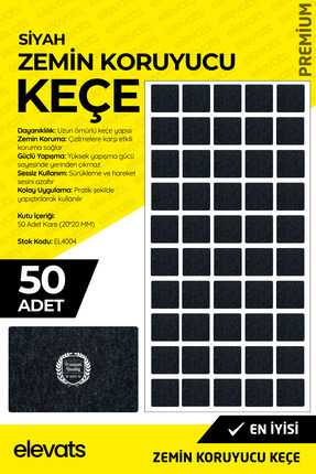 Elevats Premium Zemin Koruyucu Keçe 20MM Kare Paket | Mobilya Ayak Keçesi | Ç...