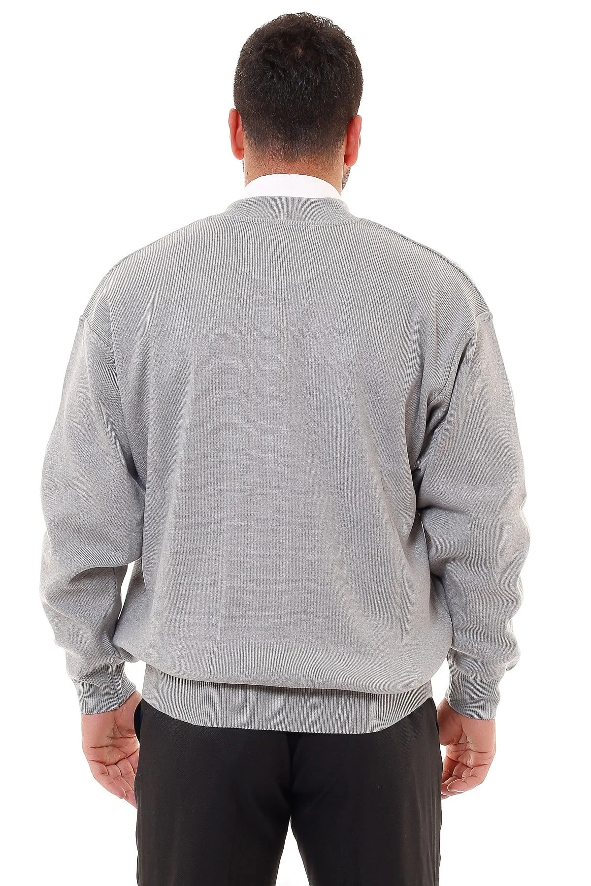 gambia outdoors Çelik Örgü Astarlı Fermuarlı Triko Erkek Hırka Battal Boy Baba görsel 5
