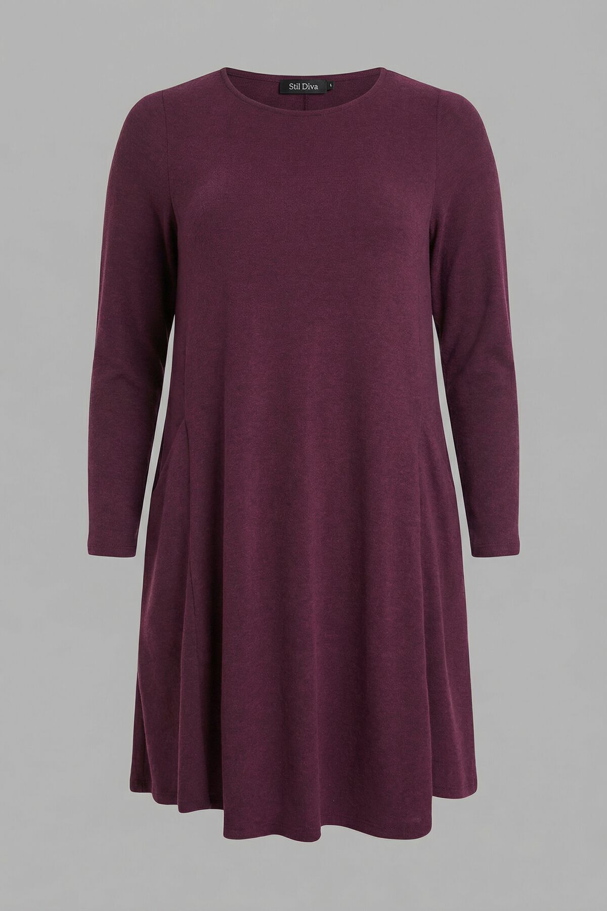 Stil Diva Büyük Beden Bisiklet Yaka Soft Touch Cepli Tunik Likralı Mor Elbise 285078 görsel 7