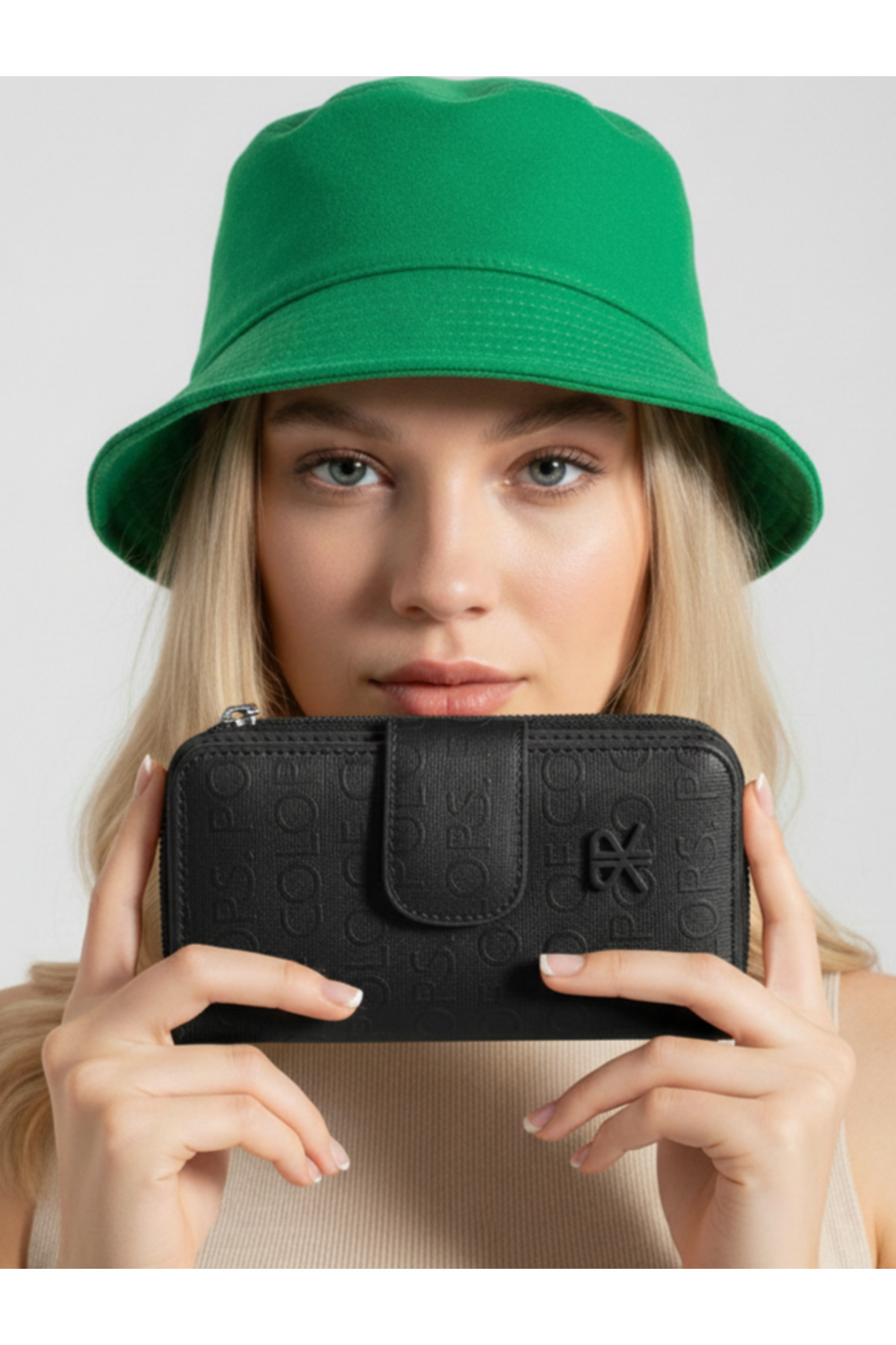 Polo Of Colors Black Embossing Medium Size Women Coin and Card Slot Wallet