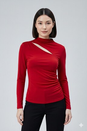 DALİAYILDIZ Kadın Bluz Dekolteli Uzun Kollu