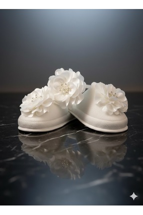 Lohusa Dünyasi Kadın Ekru Çiçekli Taç ve Lohusa Terliği