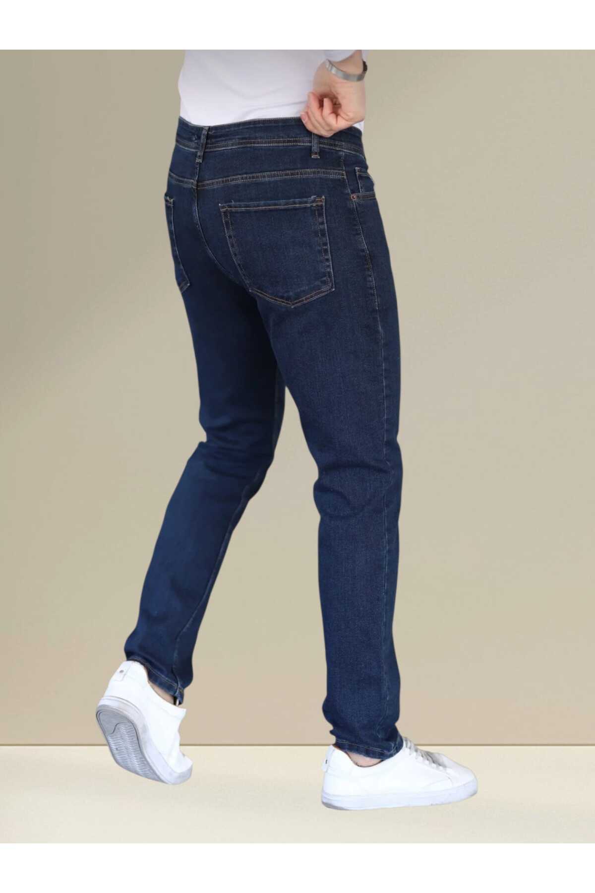 KING SEZAR  Erkek Kot Pantolon Fit Boru Paça Esnek Likralı Jeans Kot Pantolon - Görsel 3