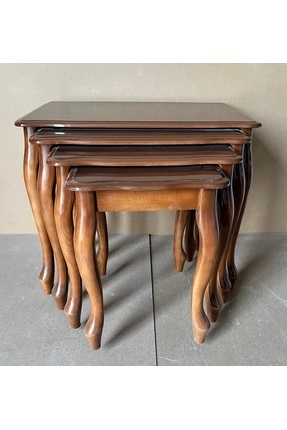 KS CEVİZ RENK (kahverengi) LÜKENS DÖRTLÜ (4) ZİGON SEHPA SETİ