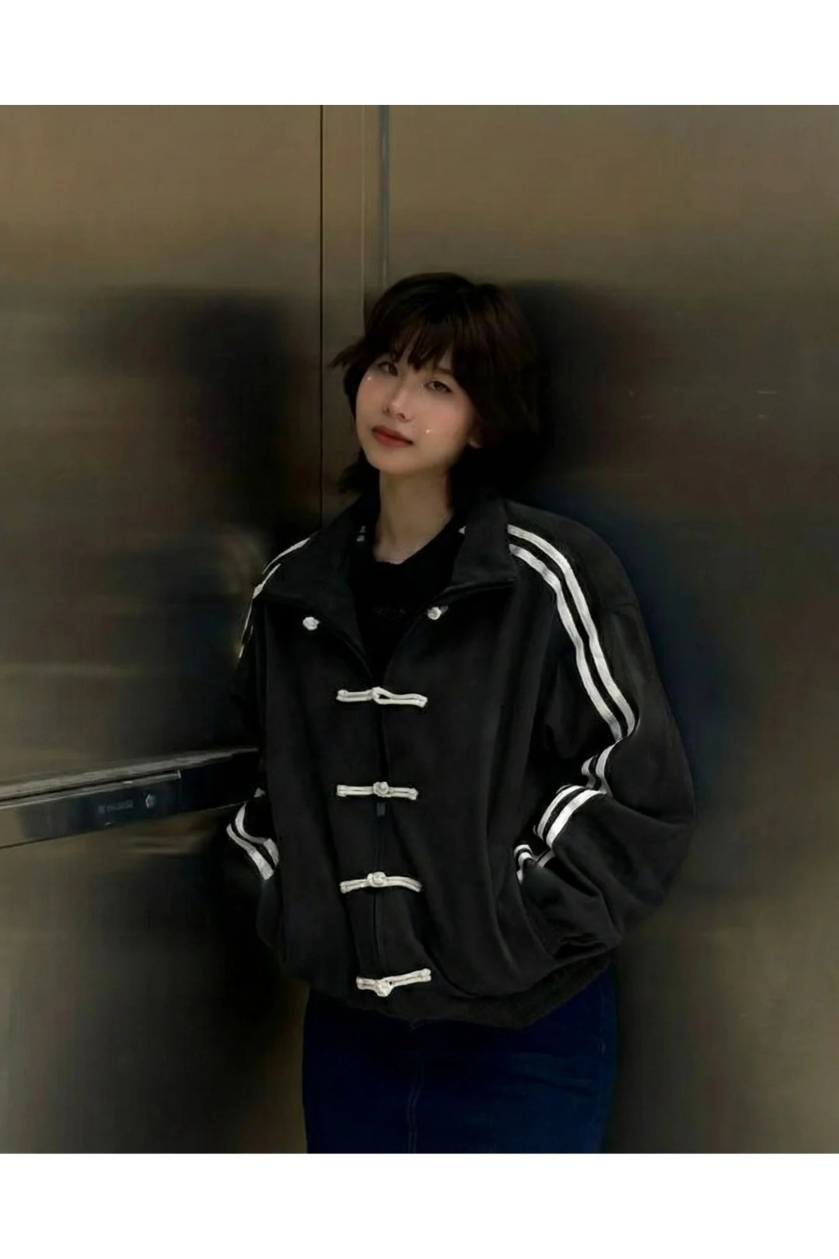 Gofeel  Çin Düğmeli Oversize Unisex Ceket ( 3 iplik ) - Görsel 2