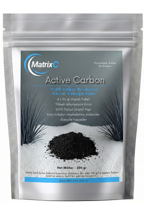 MatrixC Aktif Karbon Premium Hindistan Cevizi Bazlı 200 gr - Kedi Kumu Koku G...